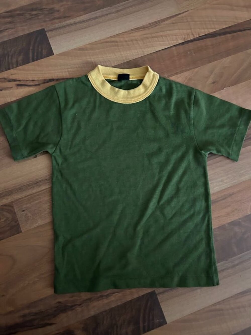 Vintage kid's t-shirt single stitch small ringer top green gold sandlot baseball